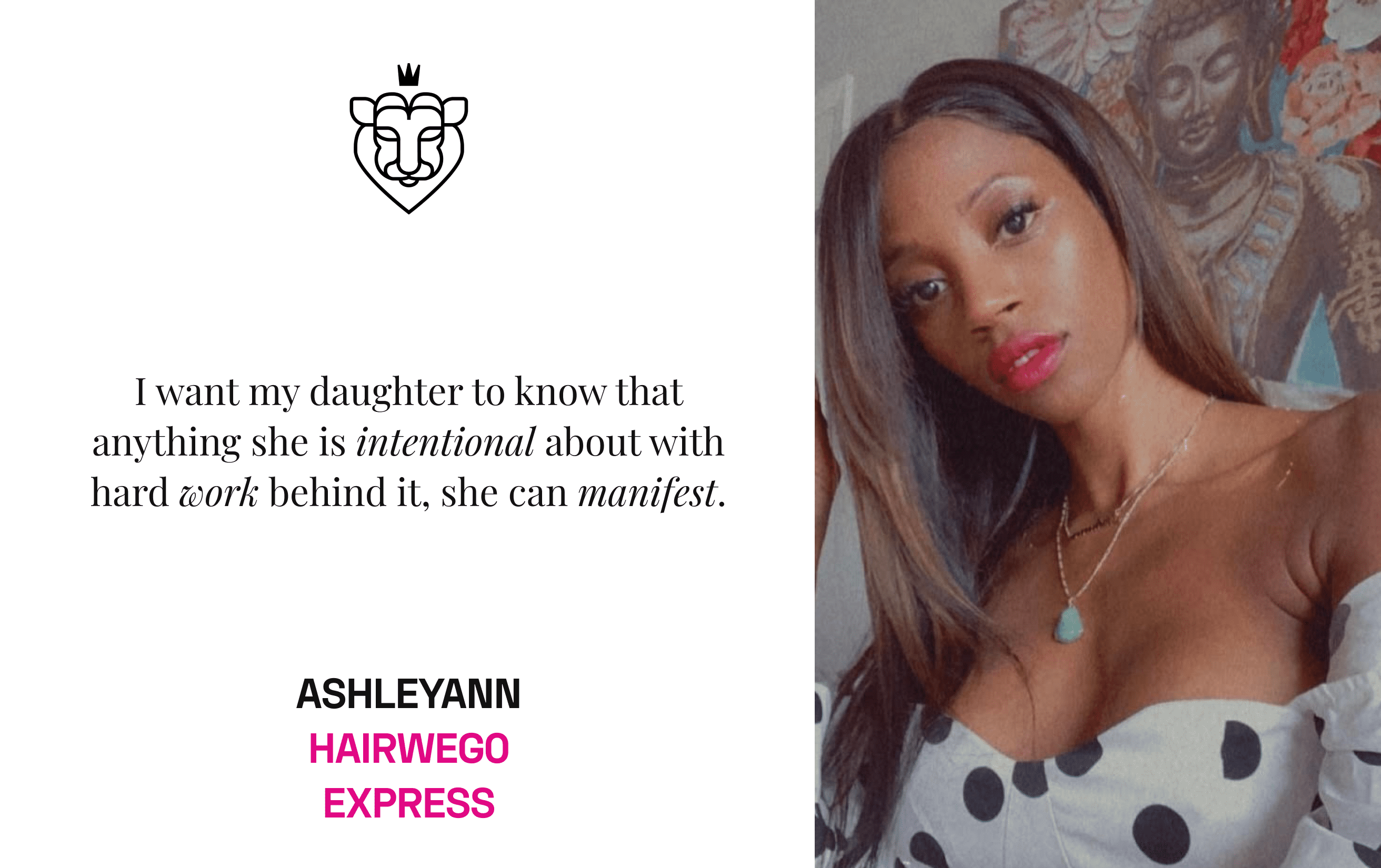 Hairstylist Ashleyann Williams of Hairweg0 Express