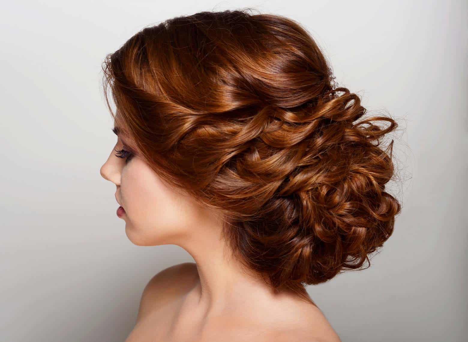 woman with curly updo