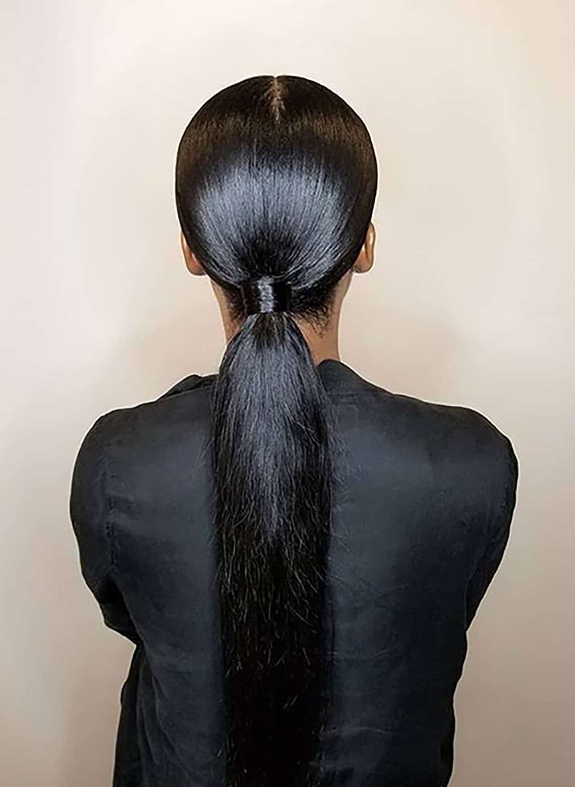 woman with low ponytail