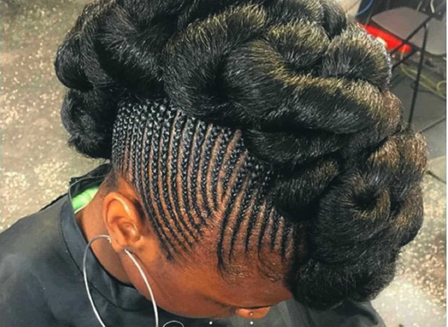 woman with braided faux hawk