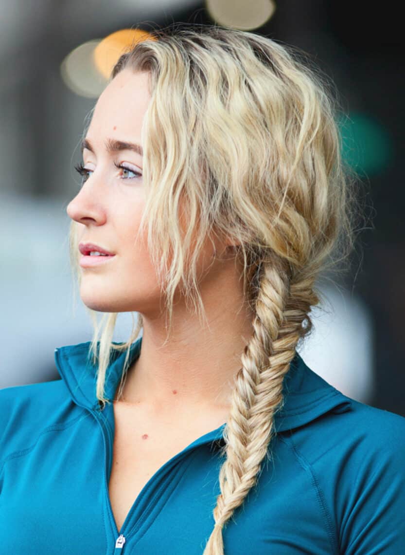 woman with fishtail braid