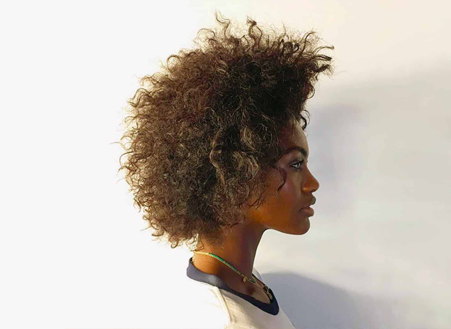 woman with brushed out afro