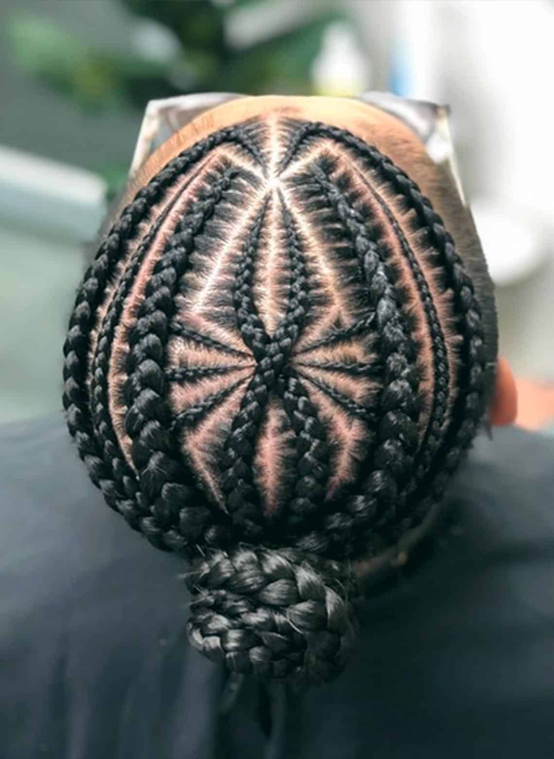 person with intricate braided design
