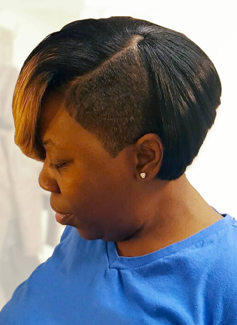 woman with short bob and undercut