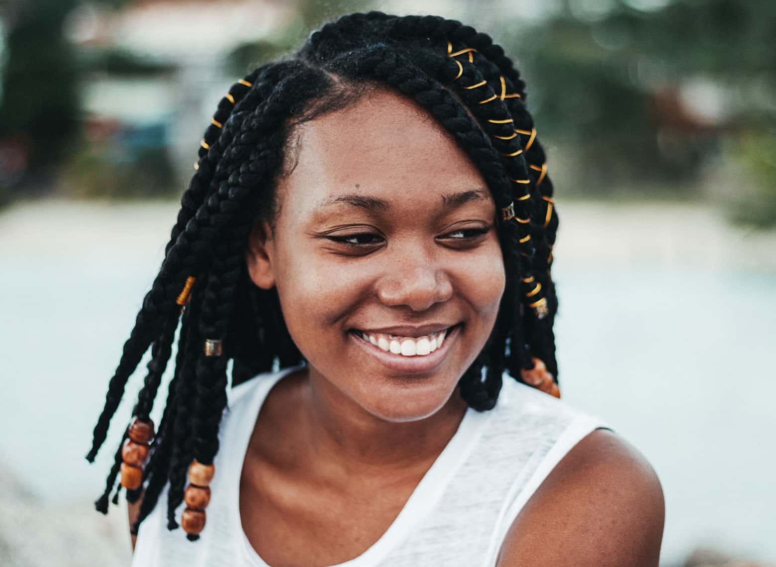 woman with accessorized braids