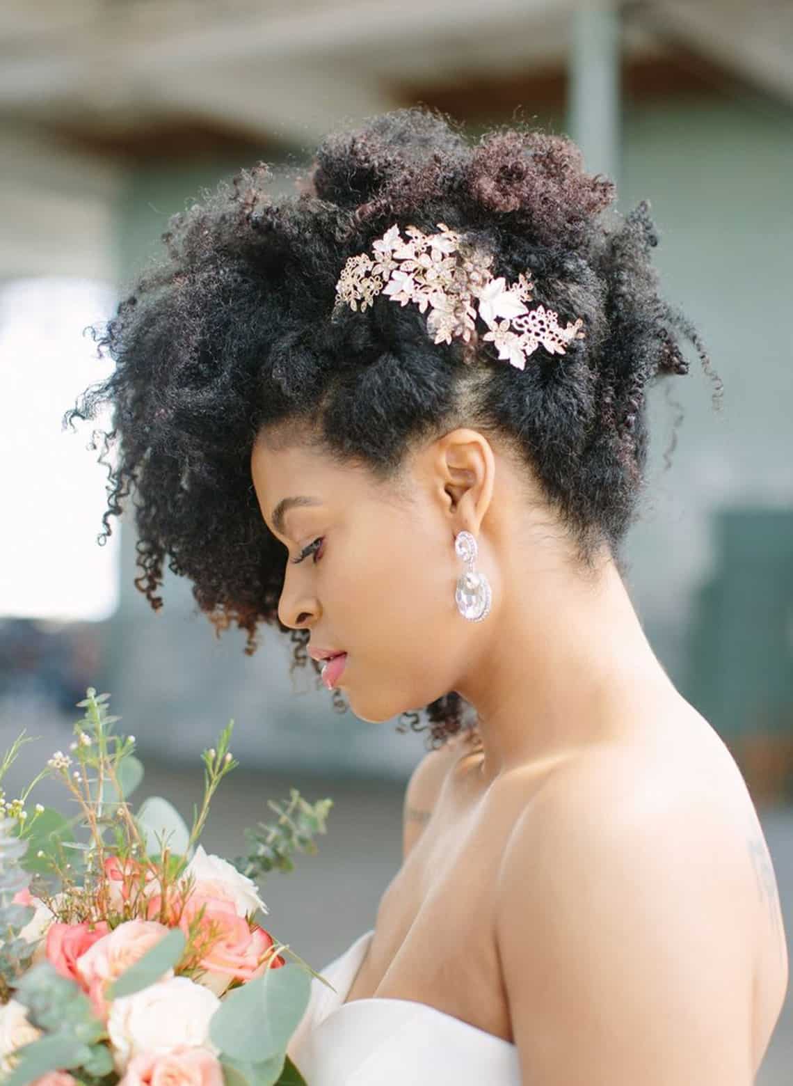 bride with natural curls and twists