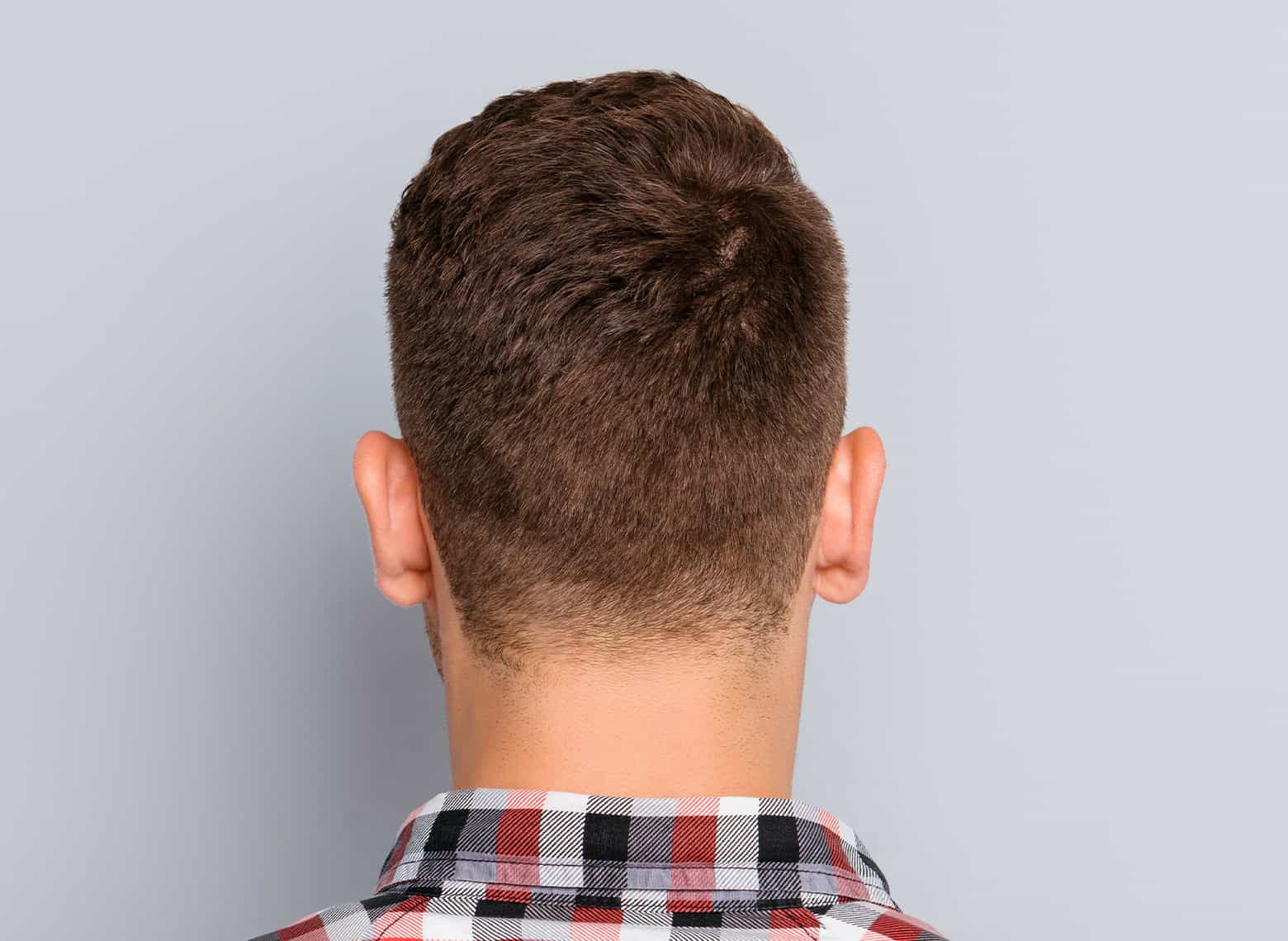 man with tapered neckline