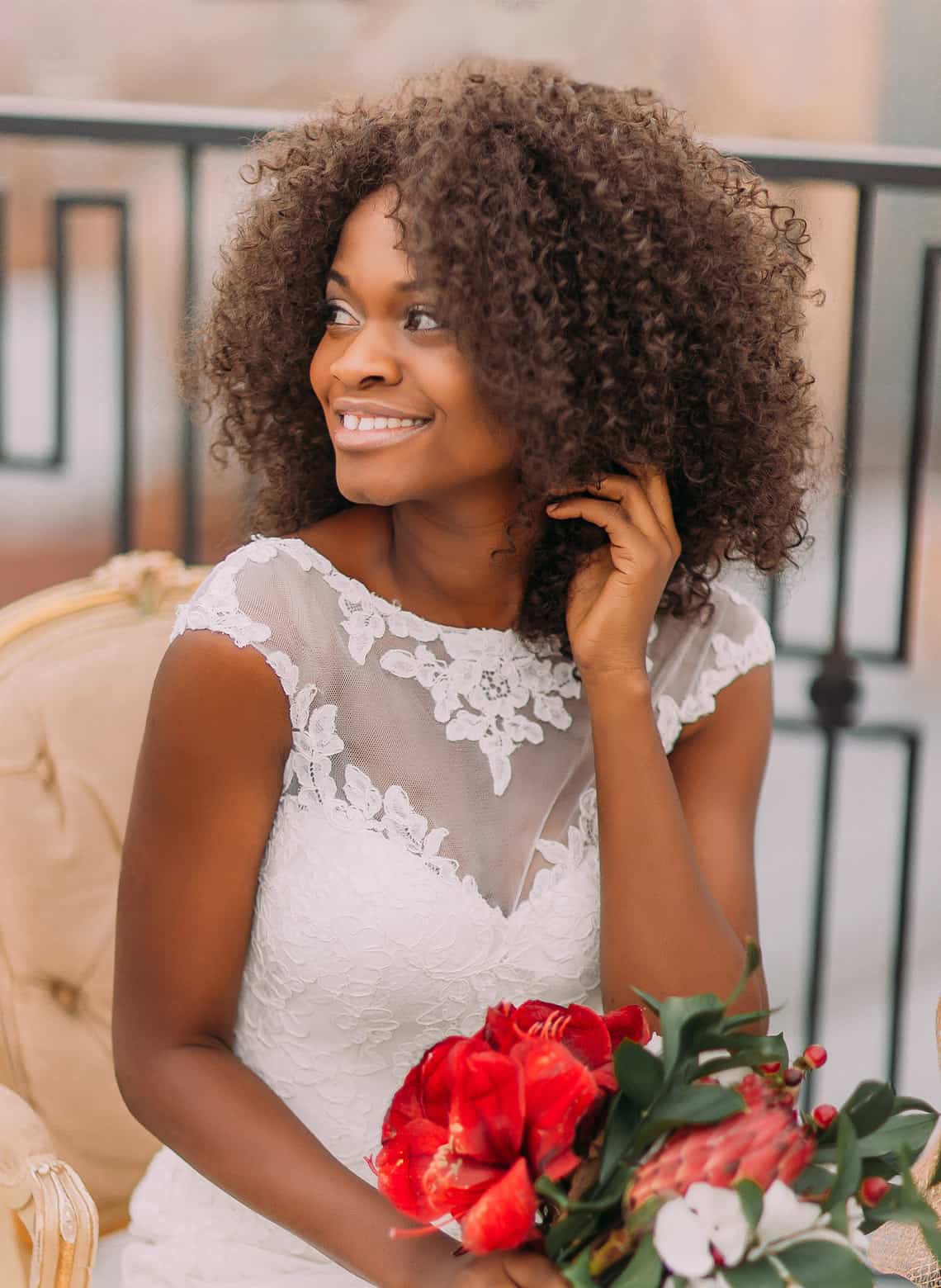 bride with voluminous afro