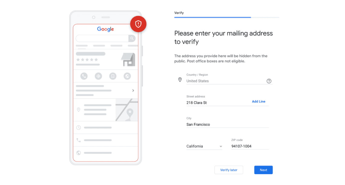 Google My Business Verify Mailing Address