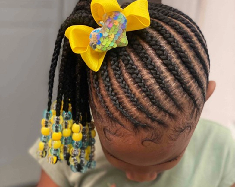 diagonal stitch braids on a little girl 