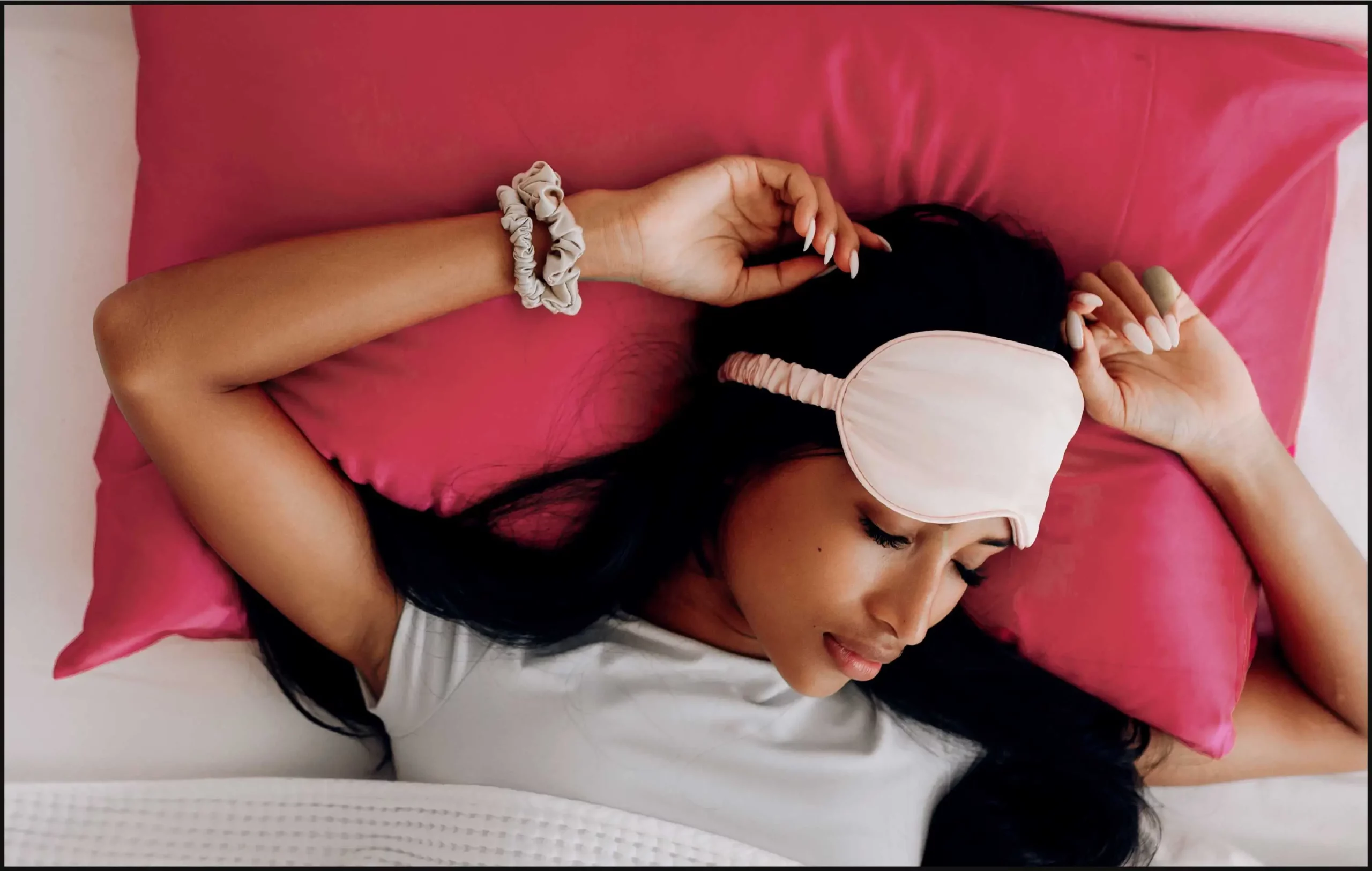 Woman napping using a silk pillowcase.