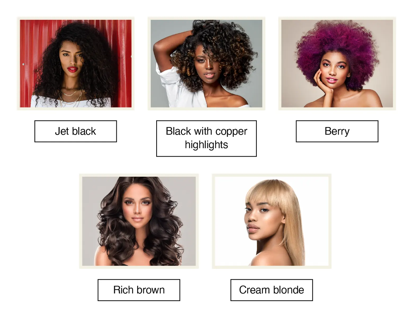 For those with dark skin and neutral undertones, we recommend hair colors like jet black, black with copper highlights, berry, rich brown, and cream blonde. 