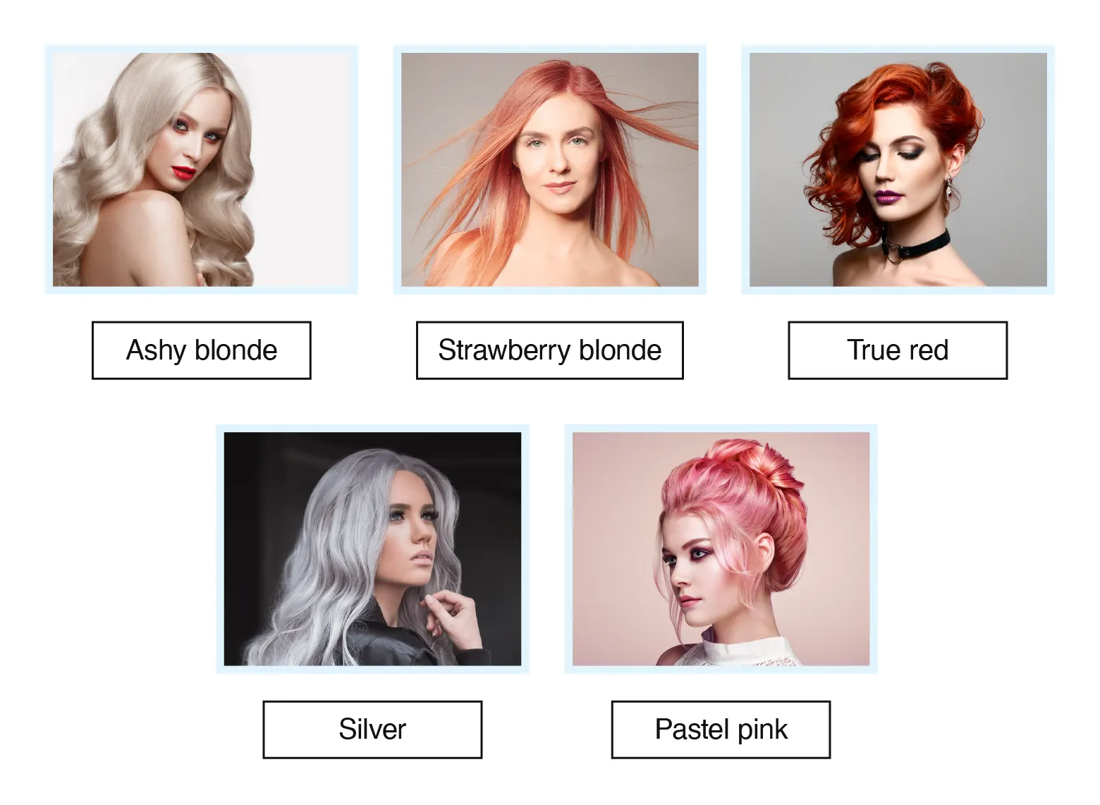 For those with fair skin and cool undertones, we recommend hair colors like ashy blonde, strawberry blonde, true red, silver, or pastel pink.