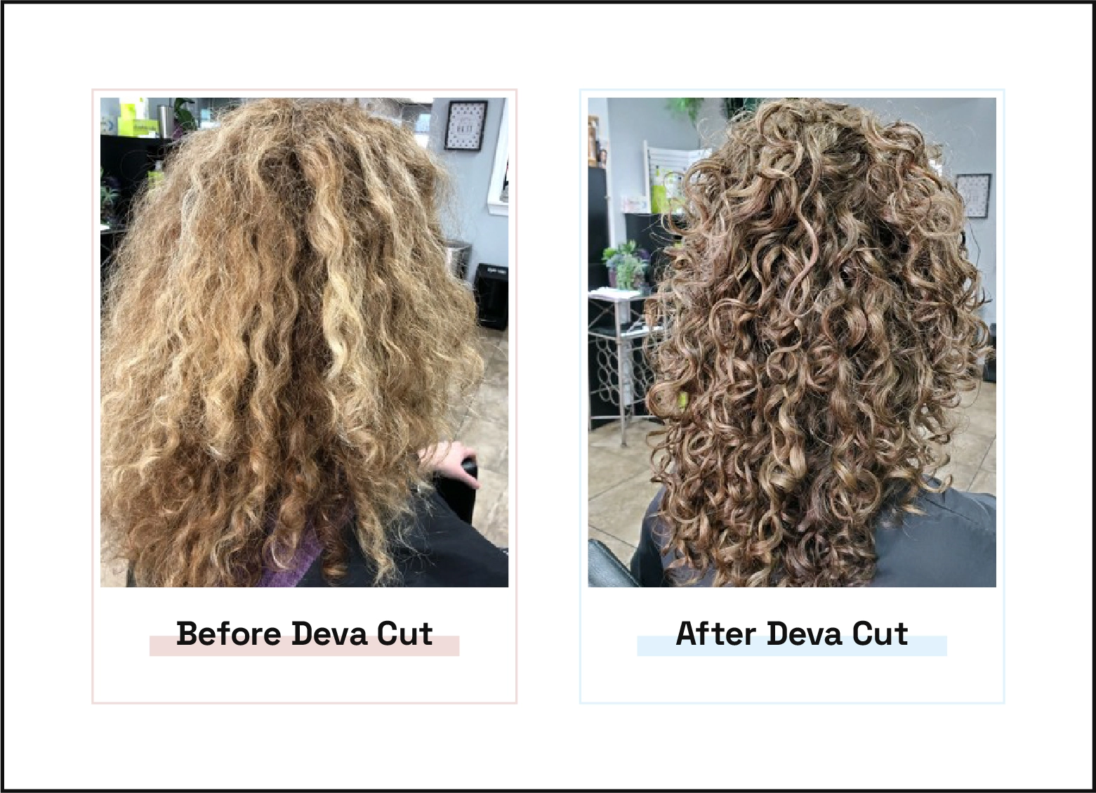 Image shows before and after of a Deva cut.
