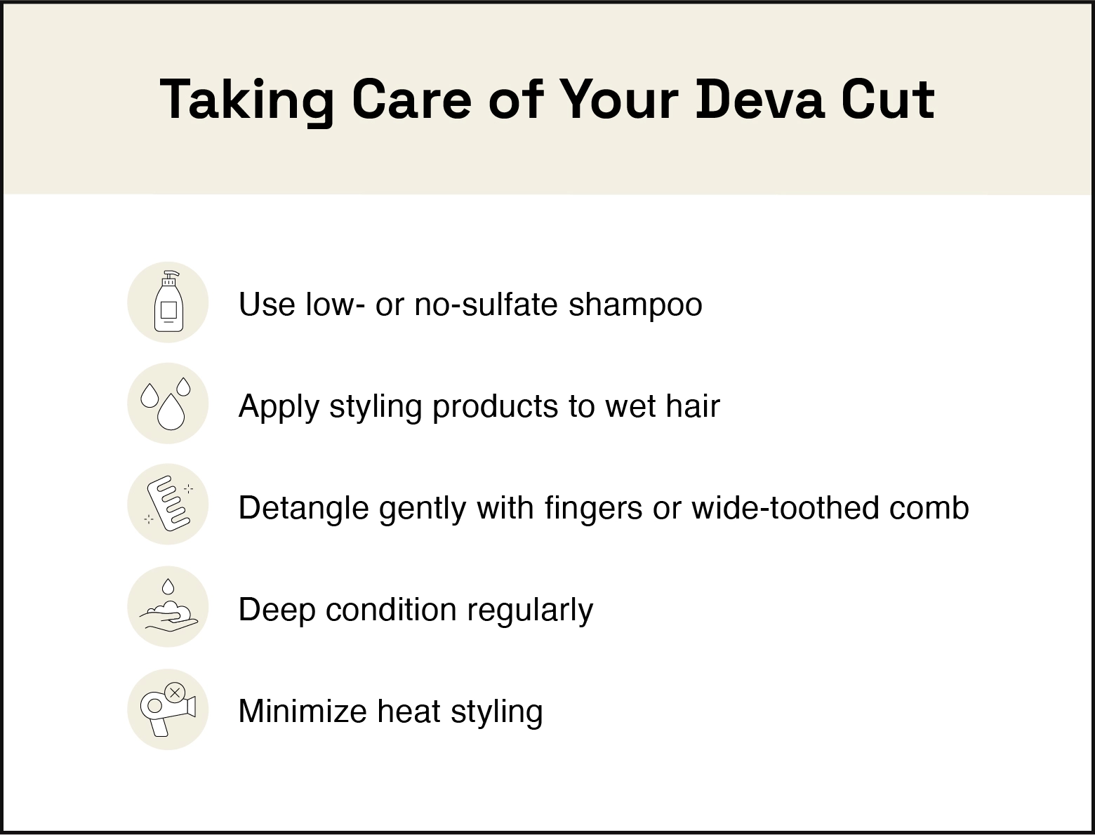 Image shows care tips for maintaining a Deva cut.