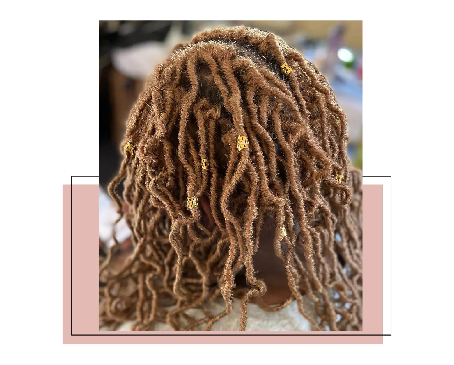 Woman with soft locs and beads.