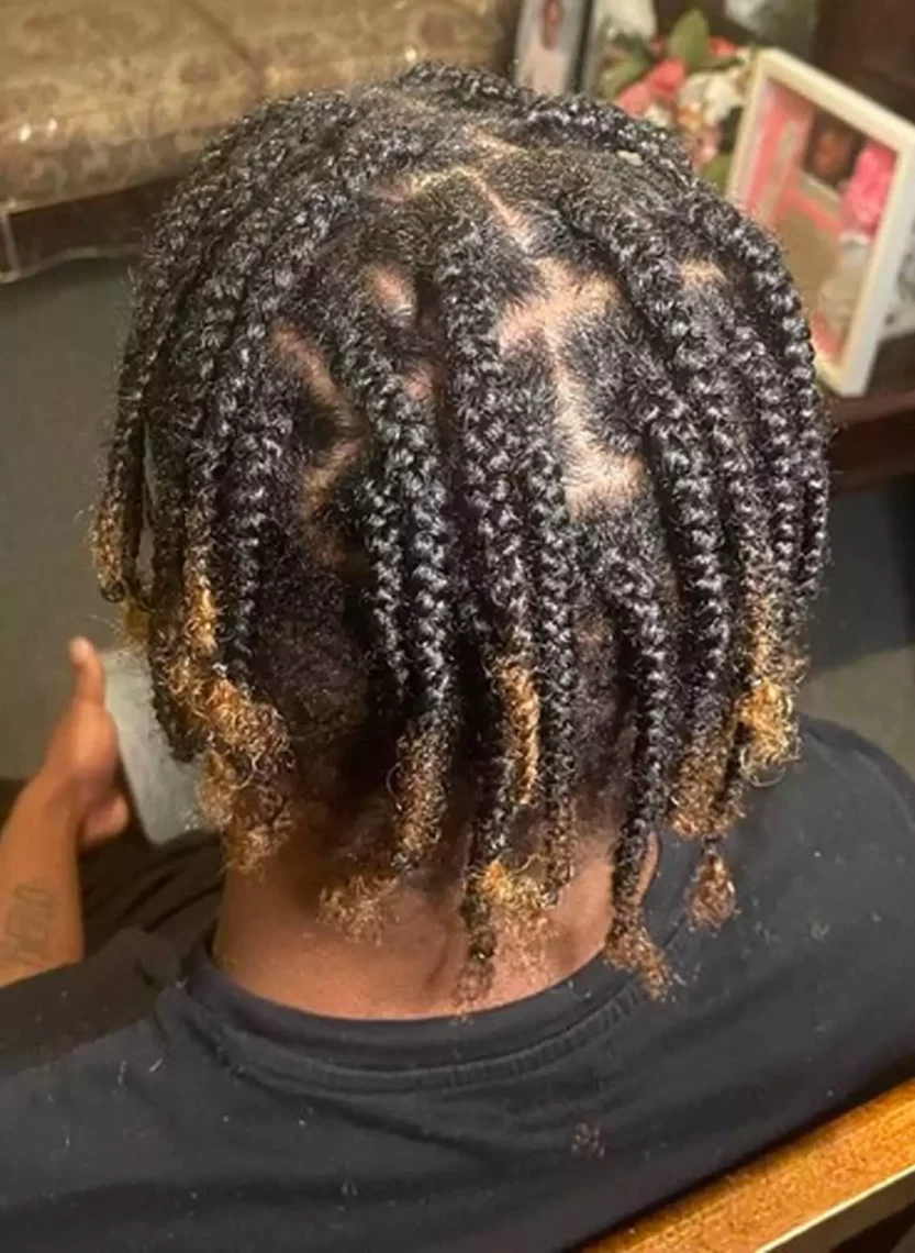 Image of man with box braids over locs.