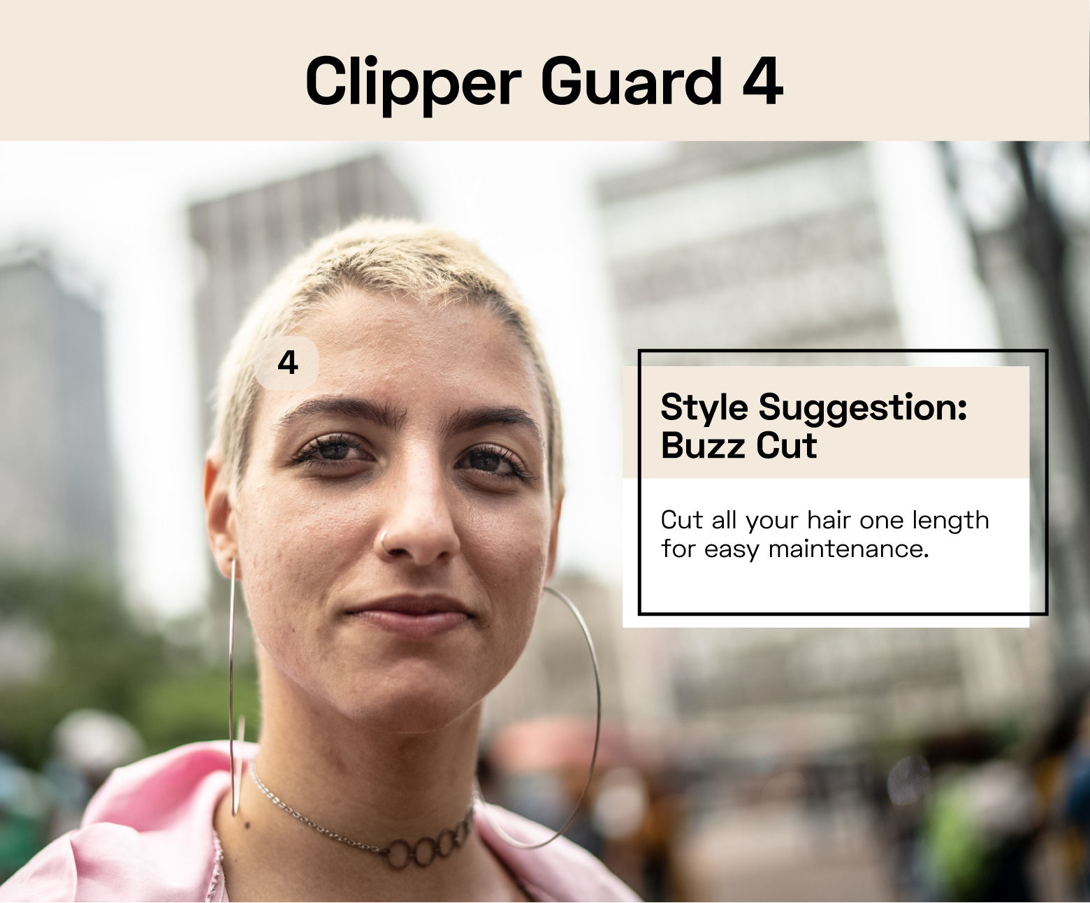 woman with clipper guard 4 hair cut