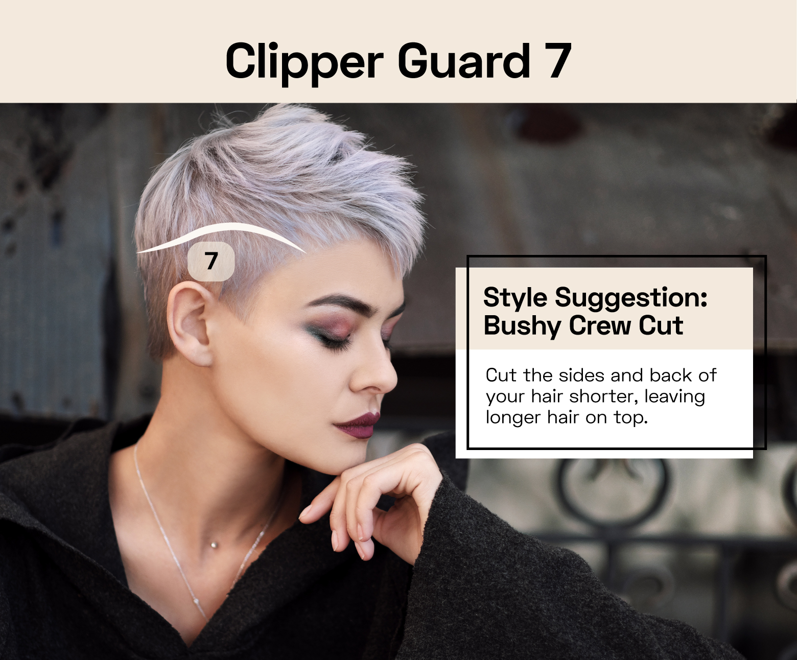 woman with clipper guard 7 hair cut