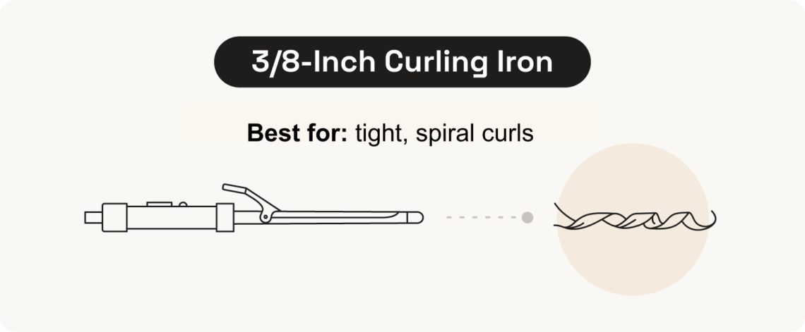  ⅜-inch curling iron creates tight, spiral curls.