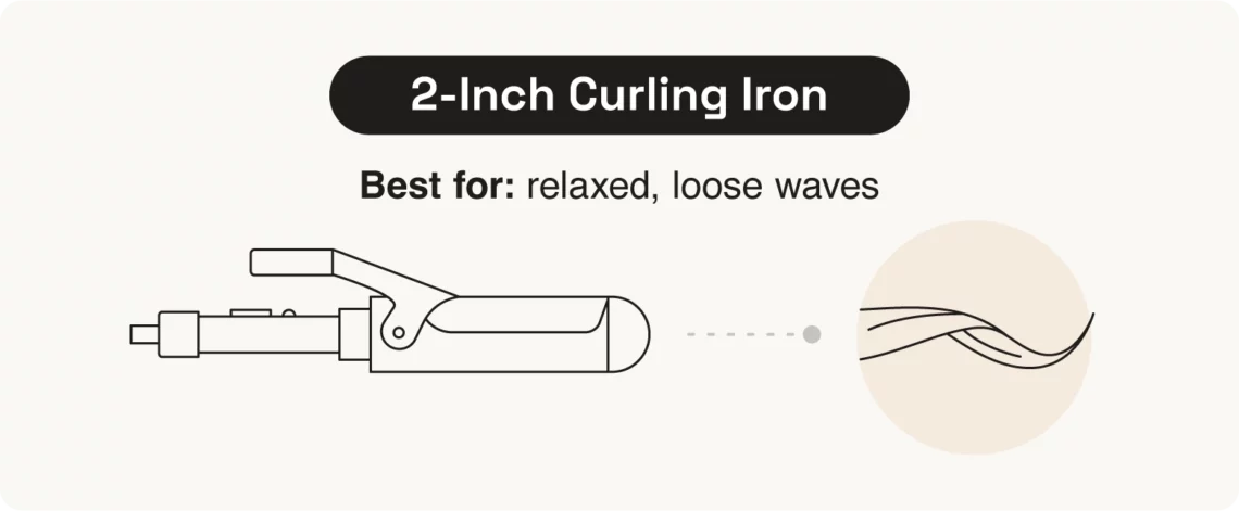 2-inch curling iron creates relaxed, loose waves.
