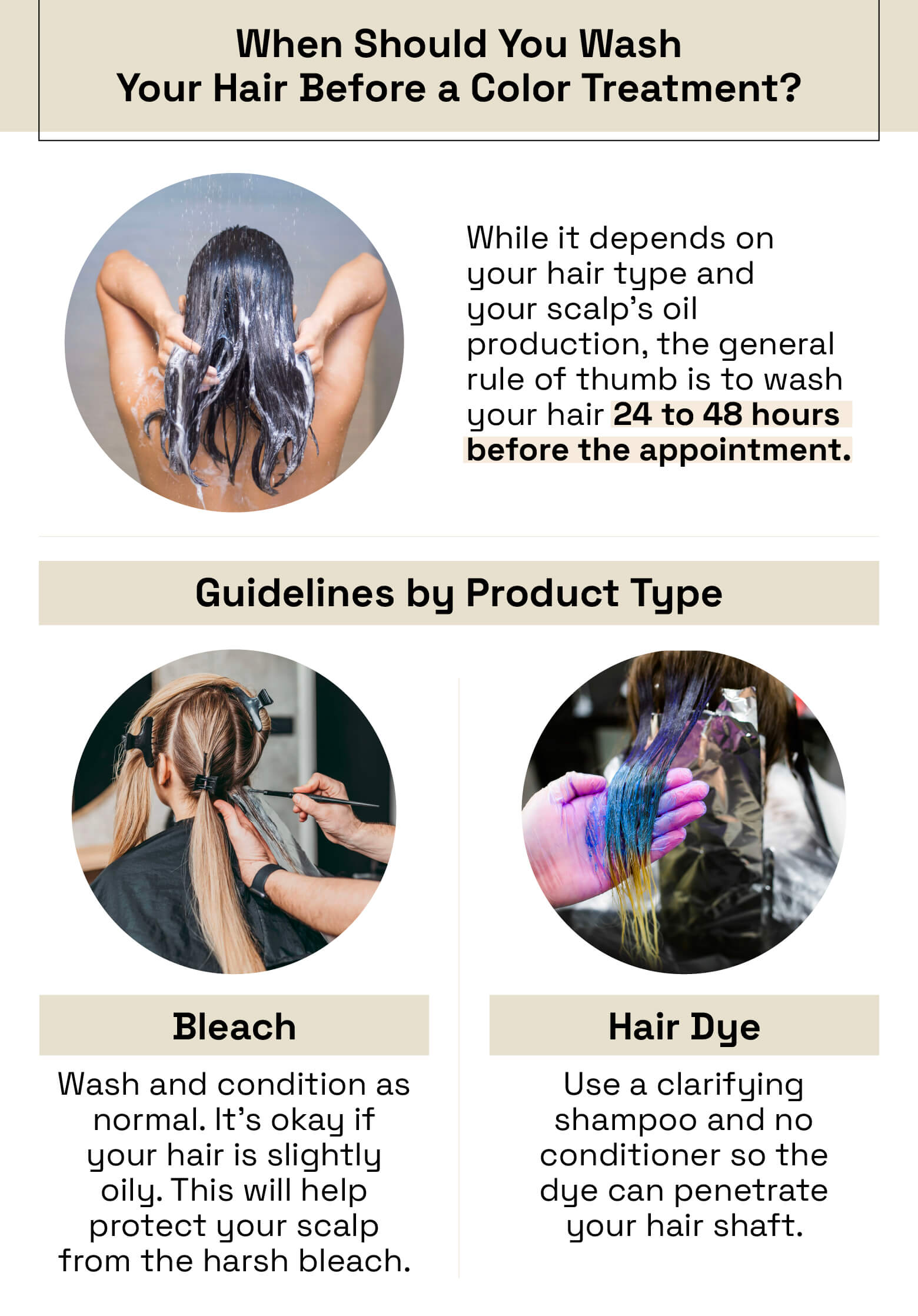 when to wash hair before color treatment